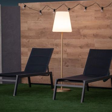 New Garden Lola slim 180 - oplaadbare vloerlamp met zonnepaneel - Ø44 x 177 cm - 6,5W dimbare LED incl. - IP65 - goud