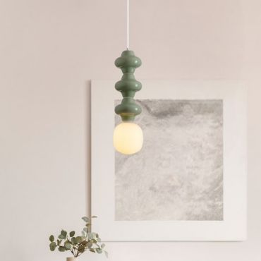 Nova Luce Clio - hanglamp - Ø 18 x 240 cm - groen en opaalglas