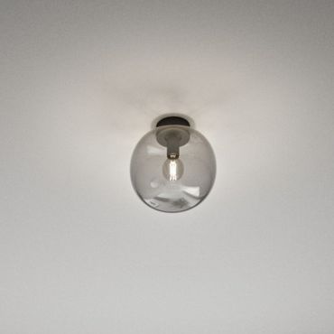 Nordlux Alton - plafondverlichting - Ø 27,5 x 24 cm - zwart en gerookt glas