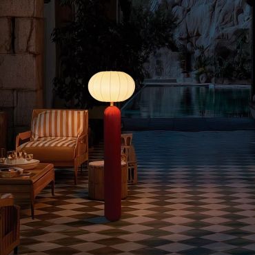 New Garden Rachel 145 - oplaadbare vloerlamp op zonne-energie en op batterijen met afstandsbediening - Ø 36 x 143 cm - 5W LED incl. - IP65 - bordeauxrood - 3000K