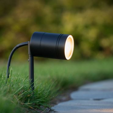 Lucide Arne - grondspot op piek met stekker - Ø 6,3 x 36 cm - 5W LED incl. - IP44 - zwart