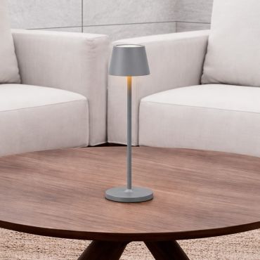 Nova Luce Seina - oplaadbare tafellamp - Ø 11,4 x 39,5 cm - 2W dimbare LED incl. - IP54 - basaltgrijs