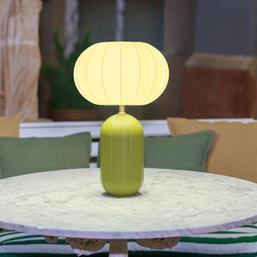 New Garden Rachel 45 - oplaadbare tafellamp op zonne-energie en op batterijen met afstandsbediening - Ø 27,9 x 44,3 cm - RGB + wit 5W LED incl. - IP65 - olijfgroen
