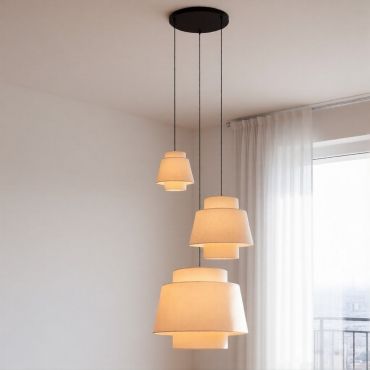 Lucide Tribute 3L - hanglamp - Ø 76 x 350 cm - beige