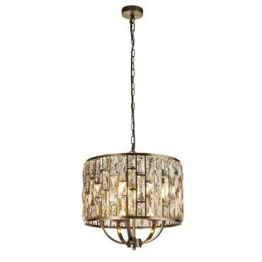 Searchlight Bijou - hanglamp - Ø 44 x 150 cm - antiek messing en champagne