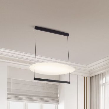Nova Luce Diona - hanglamp - Ø 80 x 160 cm - 55W dimbare LED incl. - zandzwart en wit
