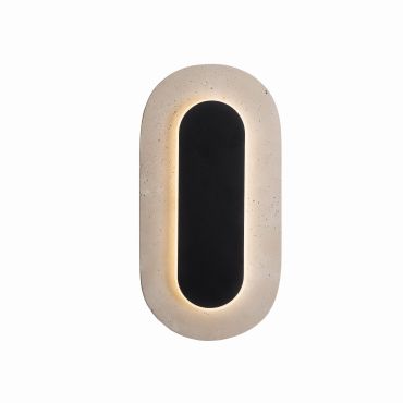 Maxlight Travertino - wandlamp - 30 x 15 x 5 cm - 10W LED incl. - zwart en grijs