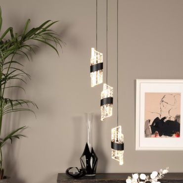 Lucide Kligande - hanglamp - Ø 25 x 150 cm - 3 x 8W LED incl. - zwart