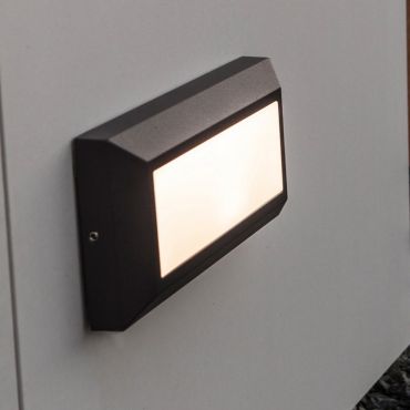 Lutec Helena II - buiten wandlamp - 23 x 3 x 10 cm - 11W LED incl. - IP54 - donkergrijs