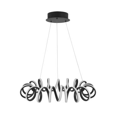 Nova Luce Zinia - hanglamp - Ø 60 x 150 cm - 45W LED incl. - zand zwart