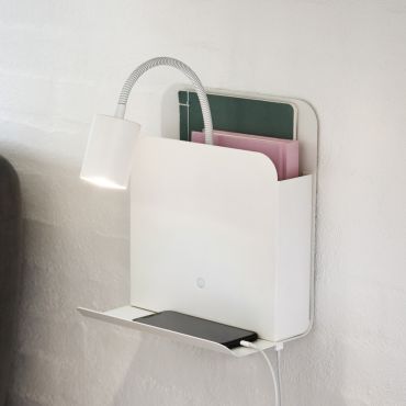 Nordlux Roomi - wandlamp met schakelaar en dubbele USB-poort - 16,5 x 24,8 x 28,2 cm - wit
