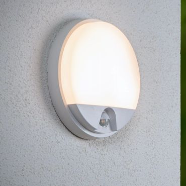 Lucide Hups IR - buiten wandlamp met sensor - Ø 21 x 4,9 cm - 10W LED incl. - IP54 - wit