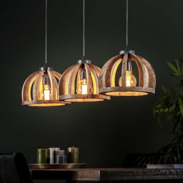 Vico Wooden Bars - hanglamp - 30 x 120 x 150 cm - mango hout
