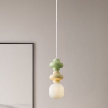Nova Luce Clio - hanglamp - Ø 18 x 215 cm - groen, geel, wit en opaalglas