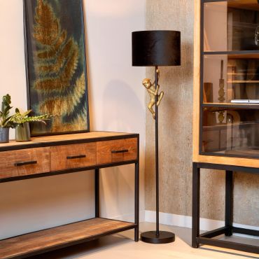 Lucide Extravaganza Chimp - staanlamp - 150 cm - zwart en goud