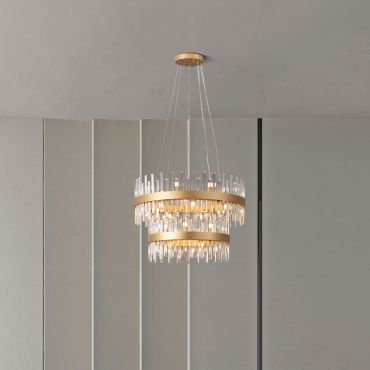 Nova Luce Crown - hanglamp - Ø 75 x 180 cm - satijn goud