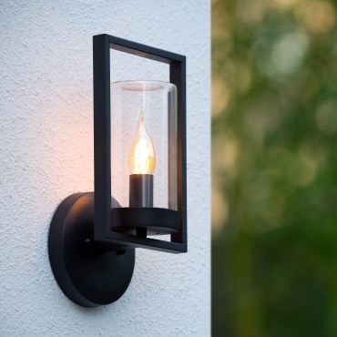 Lucide Nispen - buiten wandlamp - 16 x 13 x 31 cm - IP44 - zwart