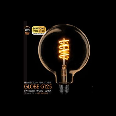 ETH LED Spiral Globe - Ø 12,5 cm - E27 - dimtone - 6W - 2700K tot 2200K - goud