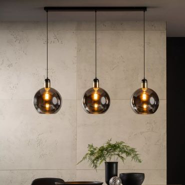 Lucide Julius - hanglamp - 105 x 28 x 165 cm - rook grijs