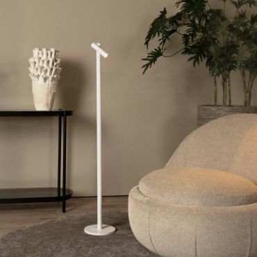 Lucide Antrim - Oplaadbare Leeslamp - 3 x 20 x 120 cm - 2,2W dimbare LED incl. - IP54 - Met draadloos oplaadstation - wit