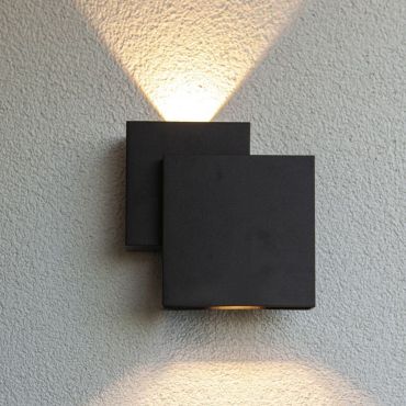 Lutec Rialto - buiten wandlamp - 6,4 x 19,5 x 19,5 cm - 21W LED incl. -  IP44 - mat zwart