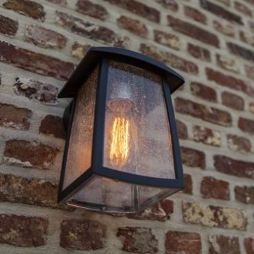 Lutec Kelsey - buiten wandlamp - 17 x 18 x 26 cm - IP44 - mat glas - zwart