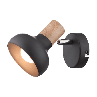 Elmark Addy - opbouwspot - Ø 8 x 15 cm - zwart en hout