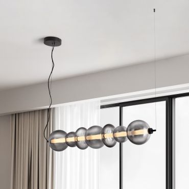 Nova Luce Bally - hanglamp - 117 x 125 x 19,5 cm - 40W dimbare LED incl. - mat zwart en rokerig grijs