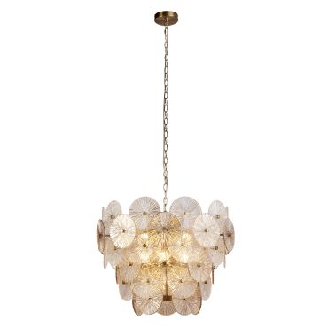 Searchlight Wagon - hanglamp - Ø 64 x 150 cm - goud, transparant en amber