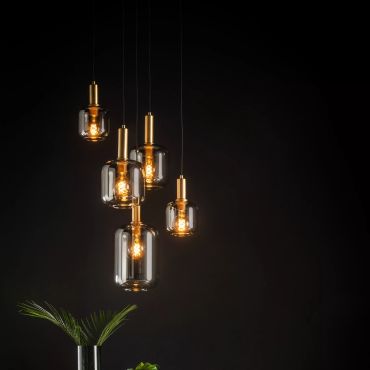 Lucide Joanet - hanglamp 5L - Ø 50 x 218 cm - fumé