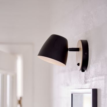 Nordlux Theo - wandlamp - Ø 12,5 x 13 x 20,7 cm - zwart