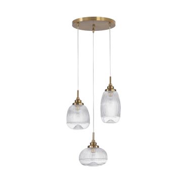 Nova Luce Mond - hanglamp - Ø 49 x 120 cm - satijn goud en transparant
