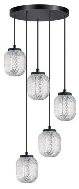 ETH Kristel - hanglamp - Ø 32 x 200 cm - transparant en zwart