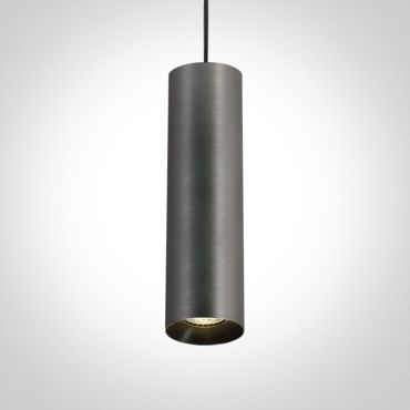 ONE Light Cylinder - hanglamp - Ø 7,5 x 240 cm - metaal grijs