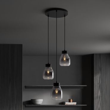 Nova Luce Blacu - hanglamp - Ø 32 x 120 cm - rokerig verloop en zwart