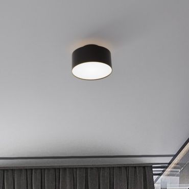 Nova Luce Ozen - plafondlamp - Ø 14 x 8,8 cm - 24W LED incl. - zandzwart