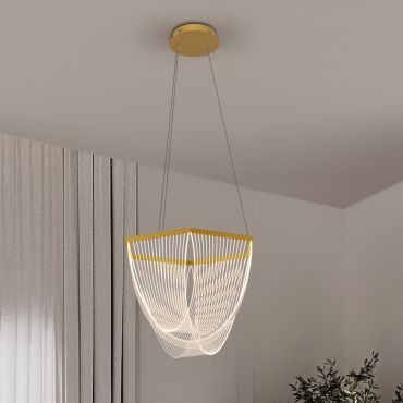 Nova Luce Valentin - hanglamp -  Ø 52 x 120 cm - 35W dimbare LED incl. - messing goud