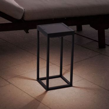 Nova Luce Tegolo - draagbare tafellamp op zonne-energie met USB-poort - 15,1 x 39,2 x 16,6 cm - 2W LED incl. -  IP54 - donker antraciet