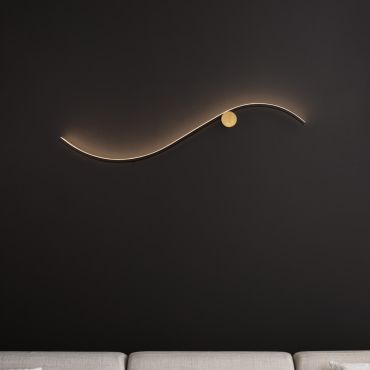 Nova Luce Kima - wandlamp - 102 x 20 x 6 cm - 20W LED incl. - goud en zandzwart