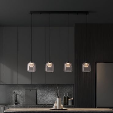 Nova Luce Dione 4L - hanglamp - Ø 14 x 100 x 200 cm - 20W LED incl. - zandzwart