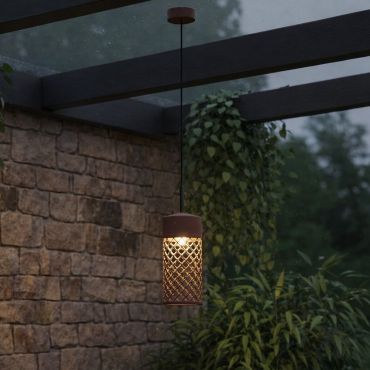Nova Luce Motley - buiten hanglamp - Ø 10 x 175 cm - 9W LED incl. - IP65 - corten