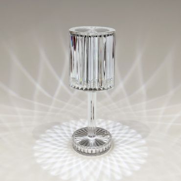 ONE Light Crystal Effect - oplaadbare tafellamp - Ø 8,6 x 24,8 cm - 3 stappen dimbaar - 1,2W LED incl. - IP54 - transparant