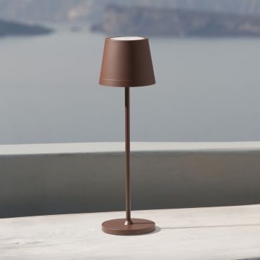 Nova Luce Seina - oplaadbare tafellamp - Ø 11,4 x 39,5 cm - 2W dimbare LED incl. - IP54 - corten