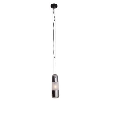Maxlight Mauri - hanglamp - Ø 12,5 x 180 cm - zwart en gerookt glas