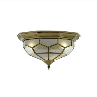 Searchlight Flush - plafondverlichting - Ø 29 x 18 cm - antiek messing