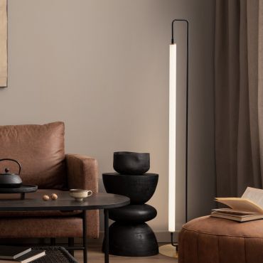 Nova Luce Wetro - vloerlamp - 28 x 150 cm - 32W LED incl. - mat zwart en goud