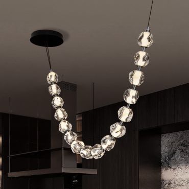 Nova Luce Ifos - hanglamp - 10 x 210 cm - 71W dimbare LED incl. - zandzwart en chroomkleurig metaal