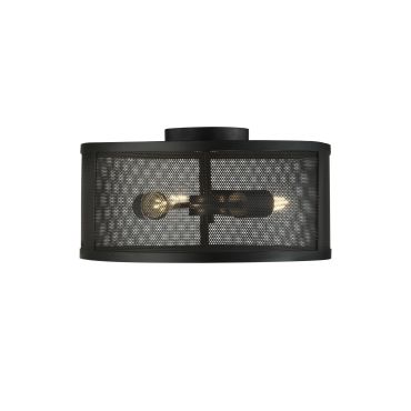 Searchlight Fishnet - plafondverlichting - Ø 45 x 21 cm - mat zwart