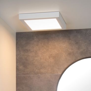Lucide Brice-Led - plafondverlichting - 30 x 30 x 3,9 cm - 30W dimbare LED incl. - IP44 - wit