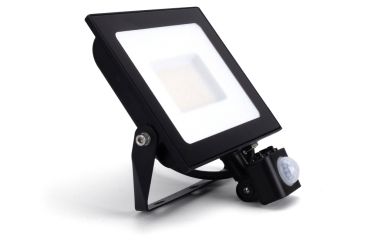 Integral LED Compact Slim - verstraler met sensor - 19,8 x 16,7 x 7,9 cm - 50W LED incl. - IP65 - zwart - warm wit (3000K)